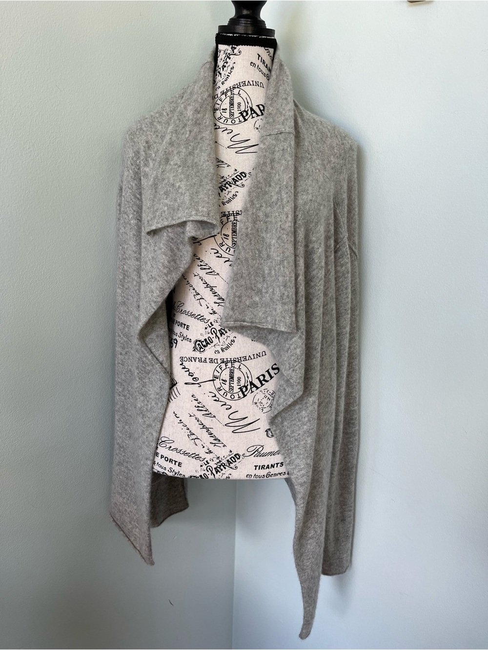 💯 softest cashmere Gray Open-Front Draped Cardigan
